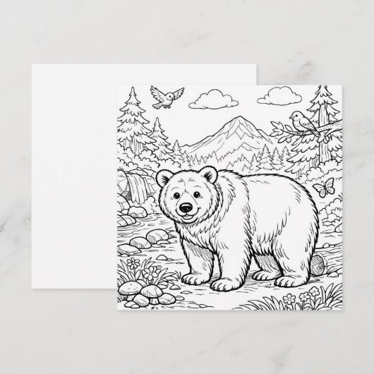 Animal Bear Black White Coloring Page (正面/裏面)