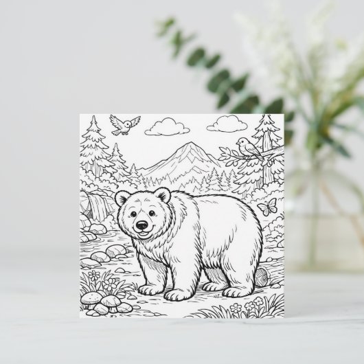 Animal Bear Black White Coloring Page (スタンド正面)