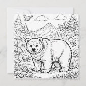 Animal Bear Black White Coloring Page (正面)