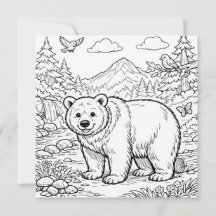 Animal Bear Black White Coloring Page