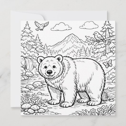 Animal Bear Black White Coloring Page (正面)