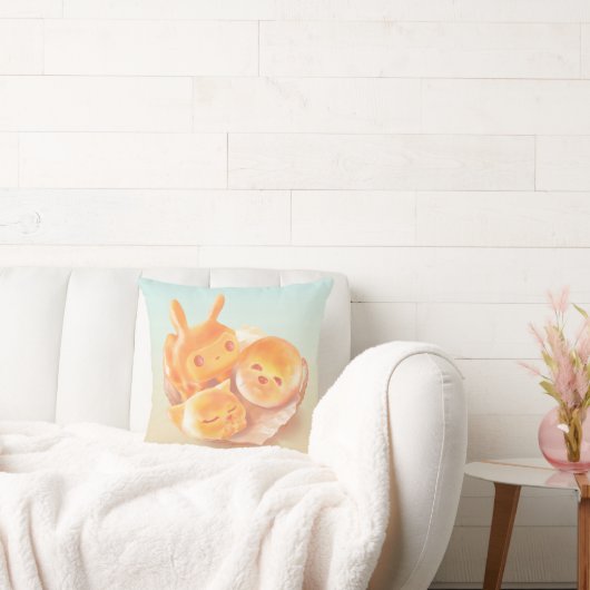 Animal Bread Basket: Smiling Bichon, Bunny & Cat クッション (ソファ)