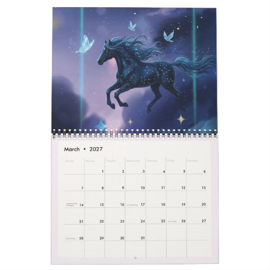 Animal Calendar 2026 Fantasy Animal Galaxy Night カレンダー (3月 2027)