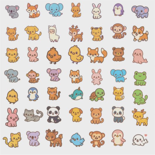 animal cartoon sticker pack シール (正面)