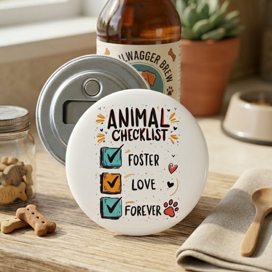 Animal Checklist Foster Love Forever Cat Dad 栓抜き