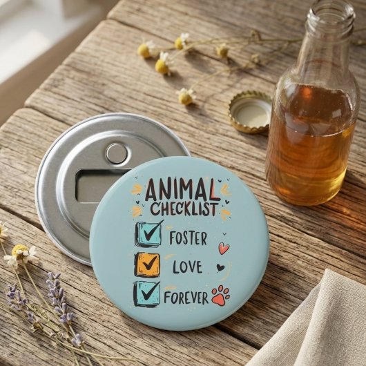 Animal Checklist Foster Love Forever Rescue Gift 栓抜き