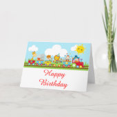 Animal Circus Train Kids Birthday  カード (正面)
