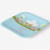 Animal Circus Train Kids Birthday in Pink ペーパープレート (傾斜あり)