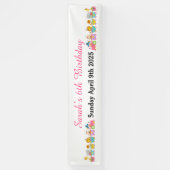 Animal Circus Train Kids Birthday in Pink 横断幕 (縦)