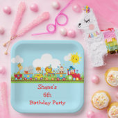 Animal Circus Train Kids Birthday in Red ペーパープレート (パーティー)