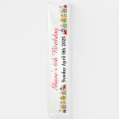 Animal Circus Train Kids Birthday in Red 横断幕 (縦)