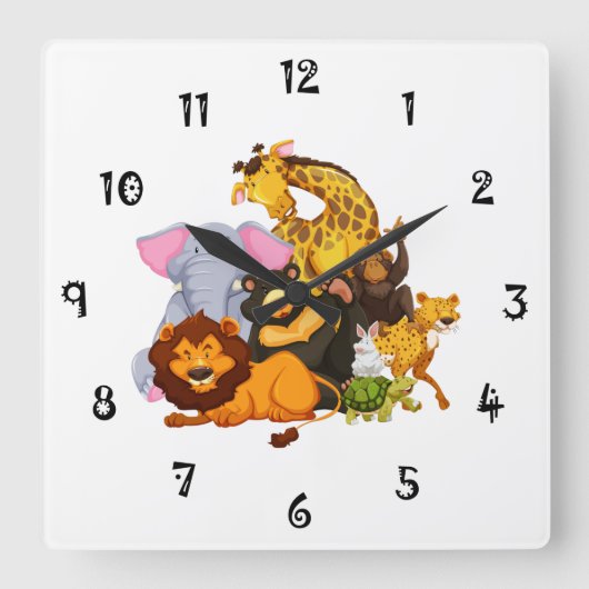 Animal Collection Wall Clock スクエア壁時計 (正面)