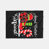 Animal Control Elf Squad Christmas Officer Matchin フリースブランケット (正面(横))