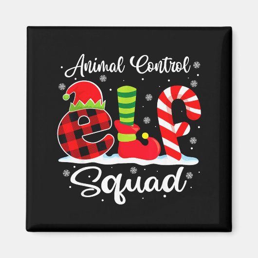 Animal Control Elf Squad Christmas Officer Matchin マグネット (正面)