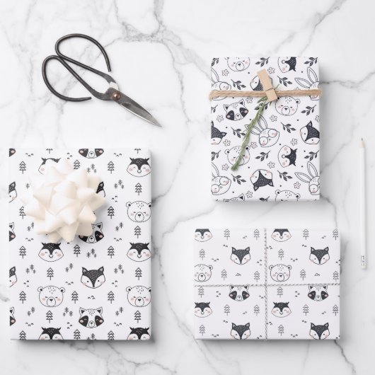 Animal Cute Illustration ラッピングペーパーシート (正面)