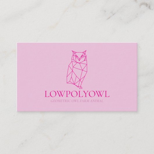 Animal Design for Professionals Pink Lowpoly Owl 名刺 (正面)