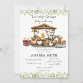 Animal Farmers Market Locally Grown Baby Shower  招待状 (正面)