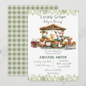 Animal Farmers Market Locally Grown Baby Shower  招待状 (正面/裏面)