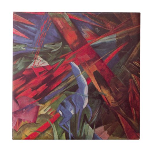Animal Fates by Franz Marc, Cubism Artヴィンテージ タイル (正面)