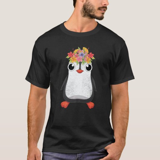 Animal  Flowers Antarctica Zoo Animal Cute Penguin Tシャツ (正面)