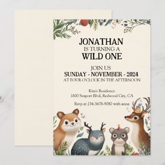 Animal Friends 招待状 (正面/裏面)