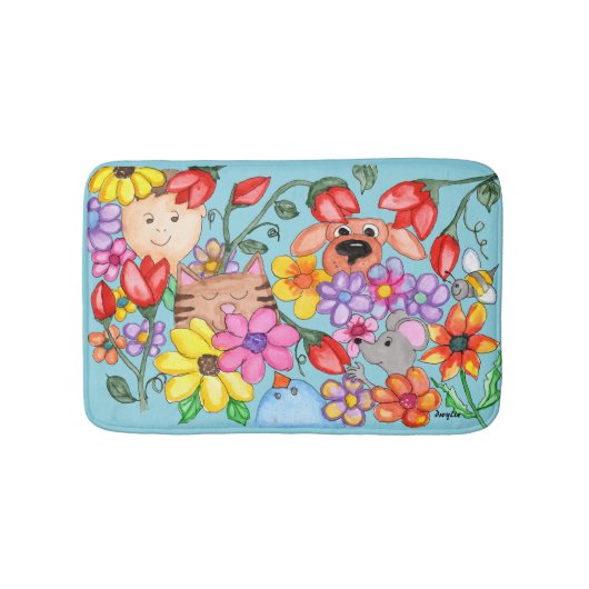 Animal Friends Among the Flowers バスマット (正面)