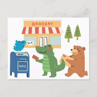 Animal Friends at the Mailbox postcard シーズンポストカード