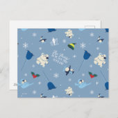 Animal Friends "Bye Buddy" Winter Pattern シーズンポストカード (正面/裏面)