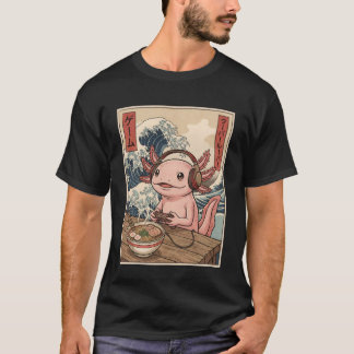 Animal Gamer Axolotl Eating Ramen Japanese Kawaii  Tシャツ