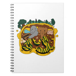 Animal go to school by bus in the forest ノートブック