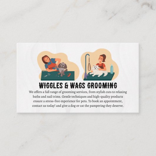 Animal Groomer Working on Pets 名刺 (正面)