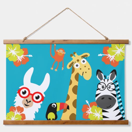 Animal Jungle Safari Home Decor 吊り下げ型タペストリー (正面)