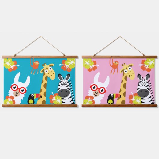 Animal Jungle Safari Home Decor 吊り下げ型タペストリー (ダブル)