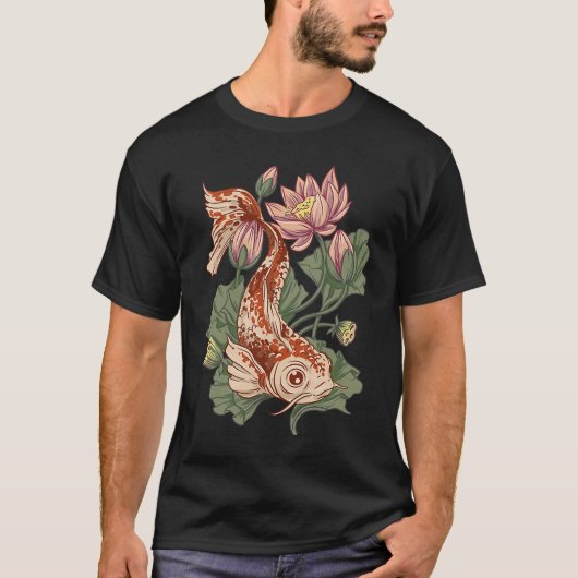 Animal  Koi Fish  Flowers s Tシャツ (正面)