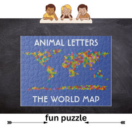 Animal Letters World Map Alphabet Jigsaw Puzzle ジグソーパズル