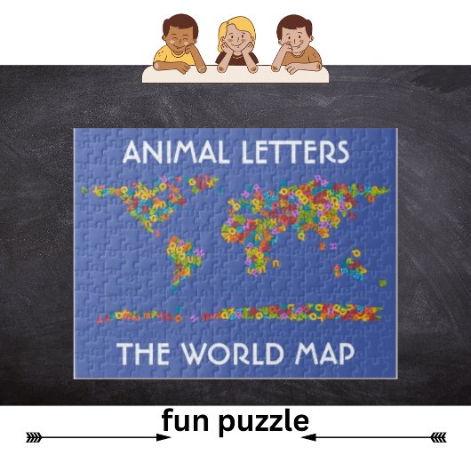 Animal Letters World Map Alphabet Jigsaw Puzzle ジグソーパズル