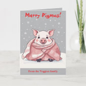 Animal Lover Christmas Cute Pig Wrapped In A Blank カード (正面)