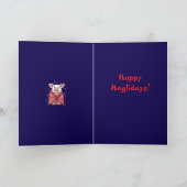 Animal Lover Christmas Pig Wrapped In A Red Blanke カード (内部)
