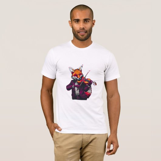 Animal Noise – Fox on Violin Tシャツ (正面フル)