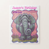 Animal Parade Elephant Custom Birthday Puzzle ジグソーパズル (縦)