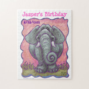 Animal Parade Elephant Custom Birthday Puzzle ジグソーパズル
