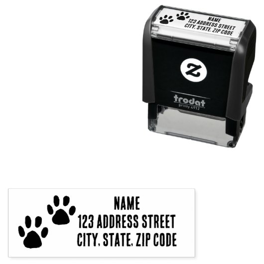 Animal Pawモダン Printes Name Mailing Address セルフインキングスタンプ (インサイチュ)