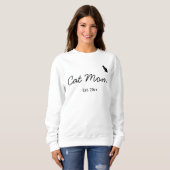 Animal Pet Lover Black Script Personalized Cat Mom スウェットシャツ (正面フル)