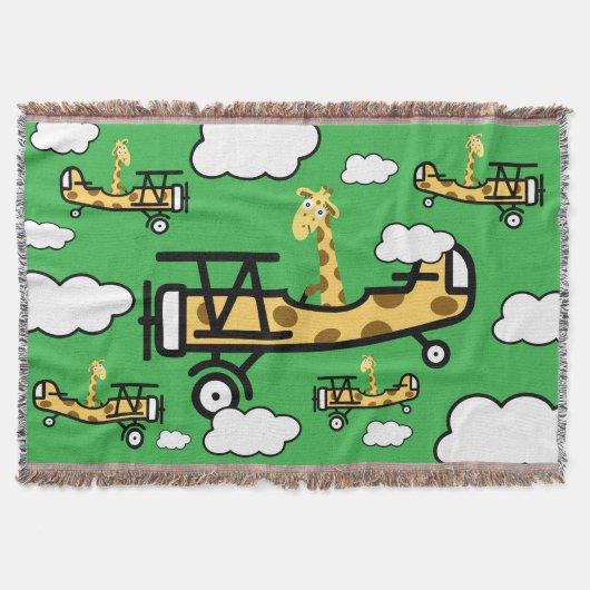 Animal Pilot Nursery Art スローブランケット (正面)