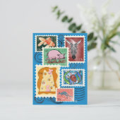 Animal Postage Stamps Postcards シーズンポストカード (スタンド正面)