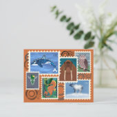 Animal Postage Stamps Postcards シーズンポストカード (スタンド正面)