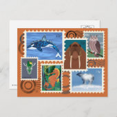 Animal Postage Stamps Postcards シーズンポストカード (正面/裏面)