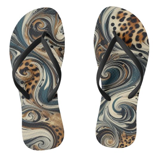 Animal Print and Swirl Flip Flops ビーチサンダル (ソール)