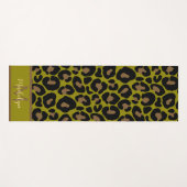 Animal print leopard olive green monogram name ヨガマット (正面(横))