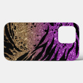 Animal Print on Purple & Gold Glitter Case-Mate iPhoneケース (裏面 (横))